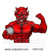 Vector Illustration of Devil Golf Sports Mascot Holding Ball by AtStockIllustration