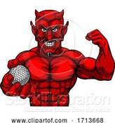 Vector Illustration of Devil Golf Sports Mascot Holding Ball by AtStockIllustration