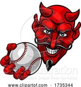 Vector Illustration of Devil Satan Baseball Ball Sports Mascot by AtStockIllustration