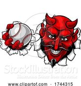 Vector Illustration of Devil Satan Baseball Ball Sports Mascot by AtStockIllustration