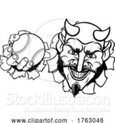 Vector Illustration of Devil Satan Baseball Ball Sports Mascot by AtStockIllustration