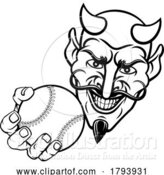 Vector Illustration of Devil Satan Baseball Ball Sports Mascot by AtStockIllustration