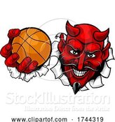 Vector Illustration of Devil Satan Basketball Sports Mascot by AtStockIllustration