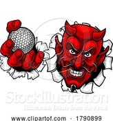 Vector Illustration of Devil Satan Golf Ball Sports Mascot by AtStockIllustration