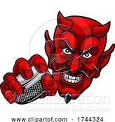 Vector Illustration of Devil Satan Ice Hockey Sports Mascot by AtStockIllustration