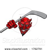 Vector Illustration of Devil Satan Ice Hockey Sports Mascot by AtStockIllustration