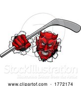 Vector Illustration of Devil Satan Ice Hockey Sports Mascot by AtStockIllustration