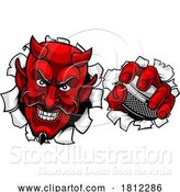 Vector Illustration of Devil Satan Ice Hockey Sports Mascot by AtStockIllustration