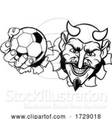 Vector Illustration of Devil Soccer Football Ball Sports Mascot by AtStockIllustration