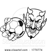 Vector Illustration of Devil Soccer Football Ball Sports Mascot by AtStockIllustration