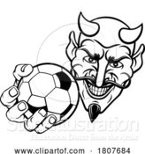 Vector Illustration of Devil Soccer Football Ball Sports Mascot by AtStockIllustration