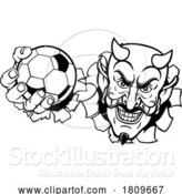 Vector Illustration of Devil Soccer Football Ball Sports Mascot by AtStockIllustration