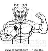 Vector Illustration of Devil Soccer Football Sports Mascot Holding Ball by AtStockIllustration