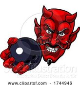 Vector Illustration of Devil Ten Pin Bowling Ball Sports Mascot by AtStockIllustration