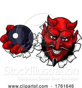 Vector Illustration of Devil Ten Pin Bowling Ball Sports Mascot by AtStockIllustration