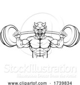 Vector Illustration of Devil Weight Lifting Body Builder Sports Mascot by AtStockIllustration