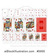 Vector Illustration of Diamonds Suit Playing Cards by AtStockIllustration