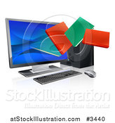 Vector Illustration of Digital Books Emerging from a Desktop Computer Screen by AtStockIllustration