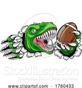 Vector Illustration of Dinosaur American Football Animal Sports Mascot by AtStockIllustration