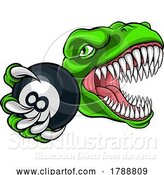 Vector Illustration of Dinosaur Angry Pool Ball Billiards Mascot by AtStockIllustration