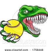 Vector Illustration of Dinosaur Baseball Player Animal Sports Mascot by AtStockIllustration