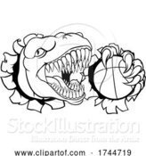 Vector Illustration of Dinosaur Basketball Player Animal Sports Mascot by AtStockIllustration