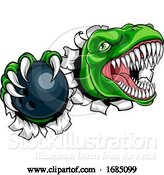 Vector Illustration of Dinosaur Bowling Player Animal Sports Mascot by AtStockIllustration