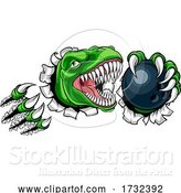 Vector Illustration of Dinosaur Bowling Player Animal Sports Mascot by AtStockIllustration