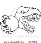 Vector Illustration of Dinosaur Cricket Player Animal Sports Mascot by AtStockIllustration