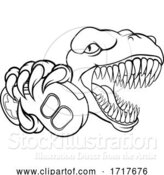 Vector Illustration of Dinosaur Gamer Video Game Controller Mascot by AtStockIllustration