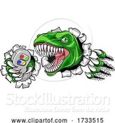 Vector Illustration of Dinosaur Gamer Video Game Controller Mascot by AtStockIllustration