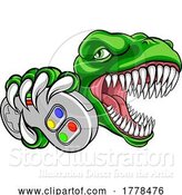 Vector Illustration of Dinosaur Gamer Video Game Controller Mascot by AtStockIllustration