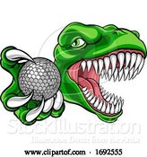 Vector Illustration of Dinosaur Golf Player Animal Sports Mascot by AtStockIllustration