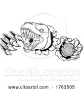 Vector Illustration of Dinosaur Golf Player Animal Sports Mascot by AtStockIllustration