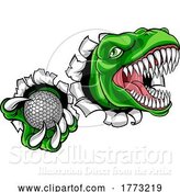 Vector Illustration of Dinosaur Golf Player Animal Sports Mascot by AtStockIllustration