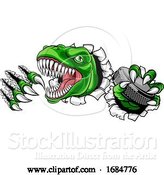 Vector Illustration of Dinosaur Ice Hockey Player Animal Sports Mascot by AtStockIllustration