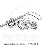 Vector Illustration of Dinosaur Ice Hockey Player Animal Sports Mascot by AtStockIllustration