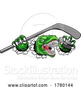 Vector Illustration of Dinosaur Ice Hockey Player Animal Sports Mascot by AtStockIllustration