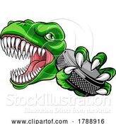 Vector Illustration of Dinosaur Ice Hockey Player Animal Sports Mascot by AtStockIllustration