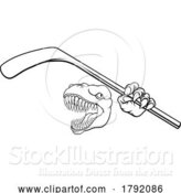 Vector Illustration of Dinosaur Ice Hockey Player Animal Sports Mascot by AtStockIllustration