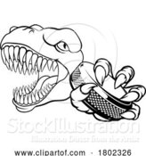 Vector Illustration of Dinosaur Ice Hockey Player Animal Sports Mascot by AtStockIllustration