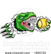 Vector Illustration of Dinosaur Softball Animal Sports Team Mascot by AtStockIllustration