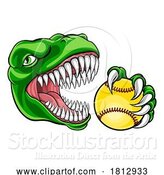 Vector Illustration of Dinosaur Softball Animal Sports Team Mascot by AtStockIllustration