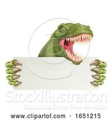 Vector Illustration of Dinosaur T Rex Holding Sign by AtStockIllustration