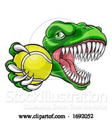 Vector Illustration of Dinosaur Tennis Player Animal Sports Mascot by AtStockIllustration