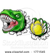 Vector Illustration of Dinosaur Tennis Player Animal Sports Mascot by AtStockIllustration