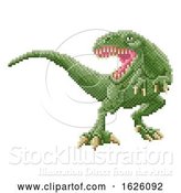 Vector Illustration of Dinosaur Trex 8 Bit Pixel Art Arcade Game by AtStockIllustration