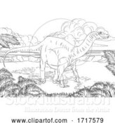 Vector Illustration of Diplodocus Dinosaur in a Landscape by AtStockIllustration