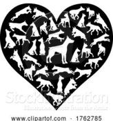 Vector Illustration of Dobermann Dog Heart Silhouette Concept by AtStockIllustration