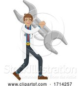 Vector Illustration of Doctor Guy Holding Spanner Wrench Concept Mascot by AtStockIllustration